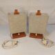 Pair of vintage Scandinavian table lamps in teak and Perspex