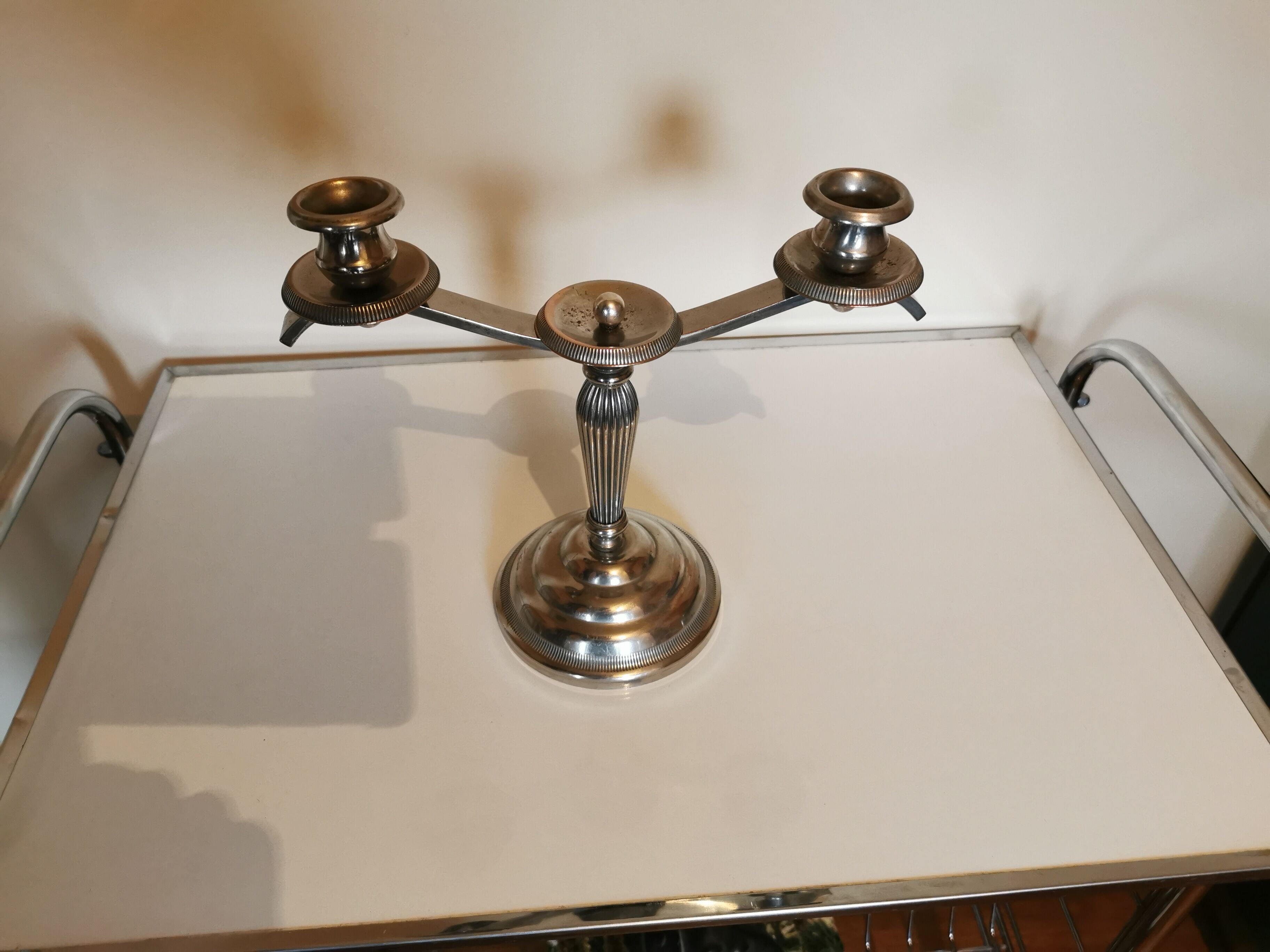 Chrome metal chandelier 2 burners