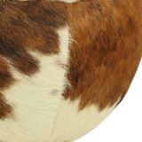 Low Round Vintage Pouf Cowhide Leather Sixties