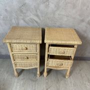 Pair of rattan bedside tables