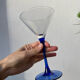 6 blue glass cocktail glasses, 1980