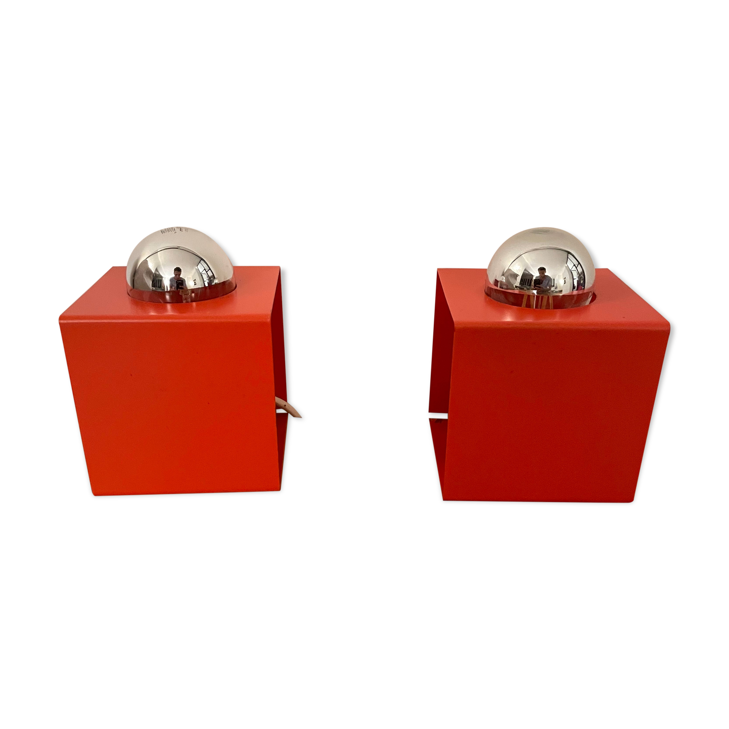 Paire de lampes Minibox à poser orange Philips vintage