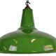 Lampe suspendue en émail vert industriel de Jackson Electrical Co., années 1960.