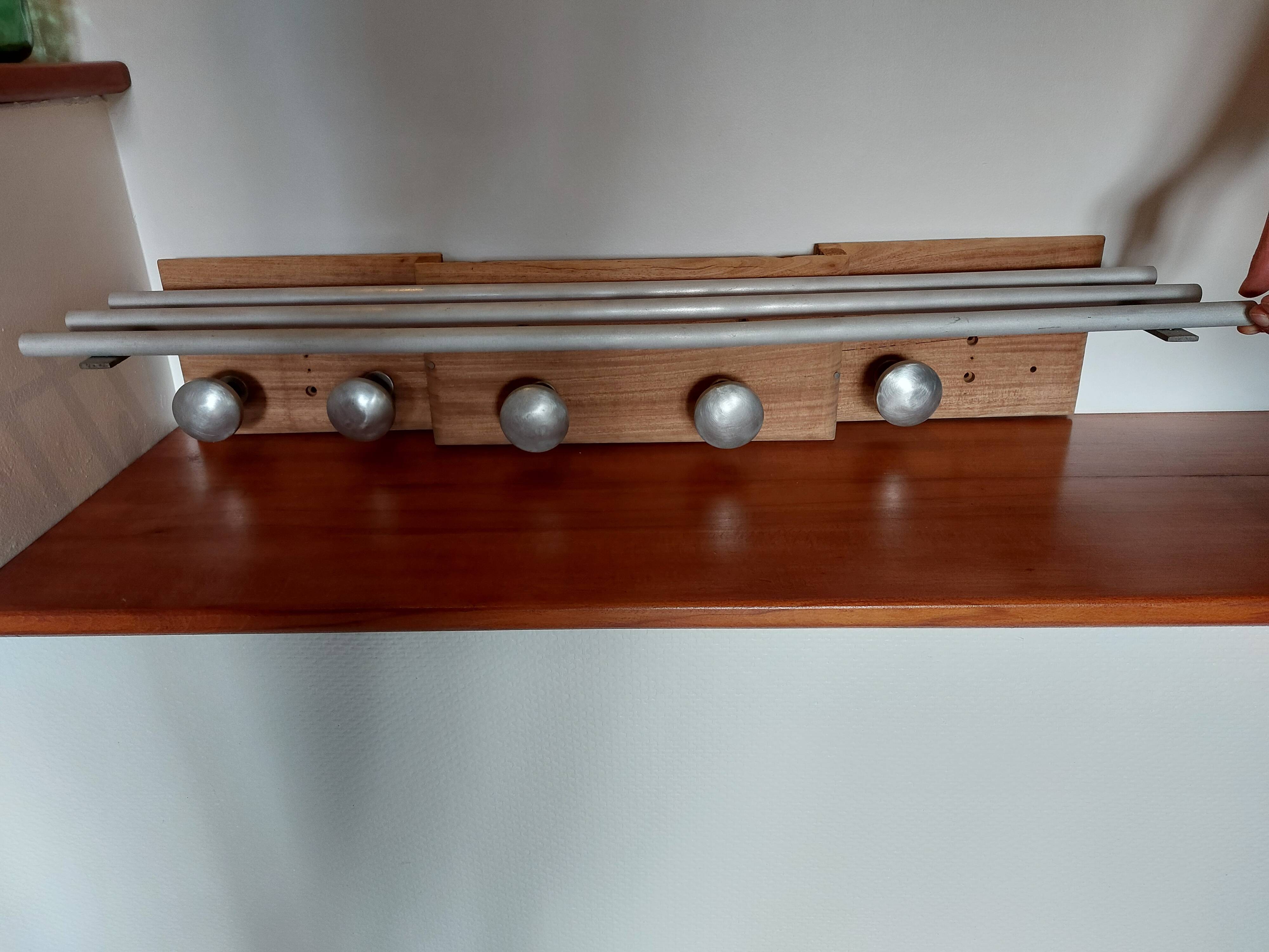 coat rack, sandblasted wooden and metal coat hooks