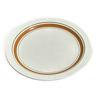 Vintage cake dish with orange and green trim D30