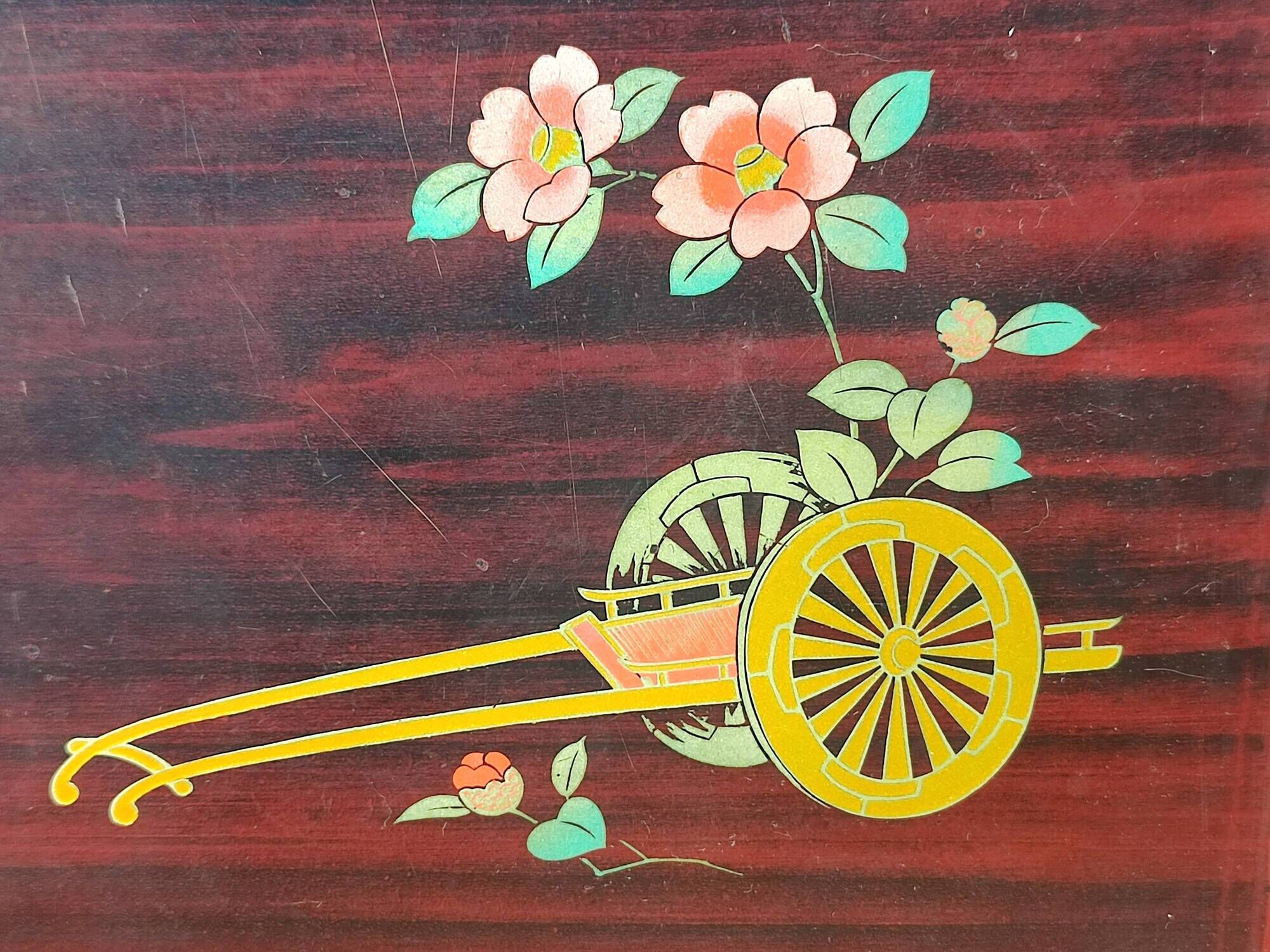 Vintage Japanese lacquered wooden serving tray