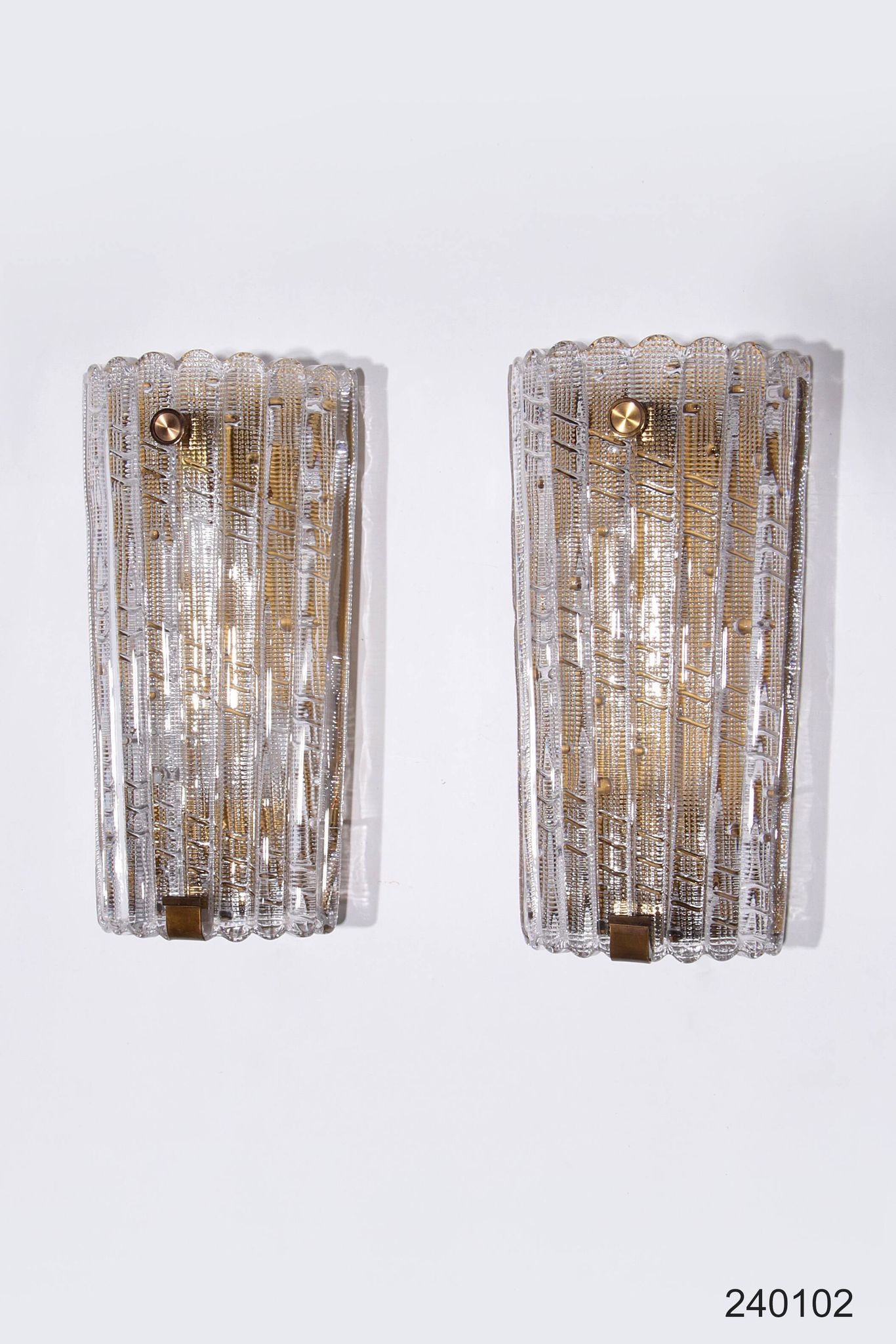 Orrefors Design XXL Wall lamps by Carl Fagerlund glass and brass, 1960s