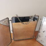 Antique triptych barber mirror