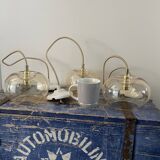 Set of three glass hanging lamps