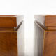 Set of walnut veneer side or night tables with brass detail, Italy 1950s