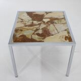 1980s Resin and Stone Chrome Plated Coffee Table, Germany