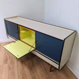 Vintage blue and white wooden sideboard
