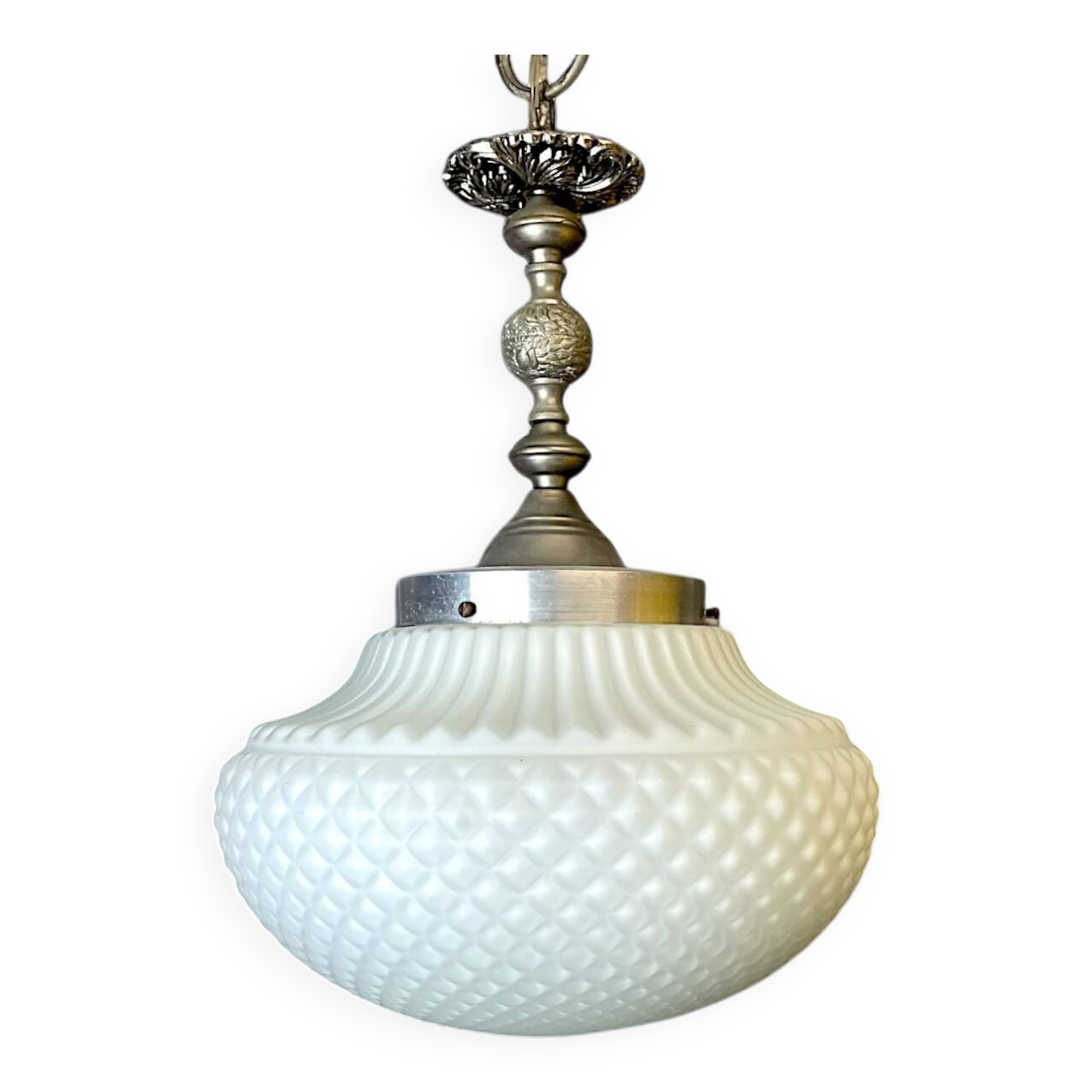Lustre en verre opalin blanc