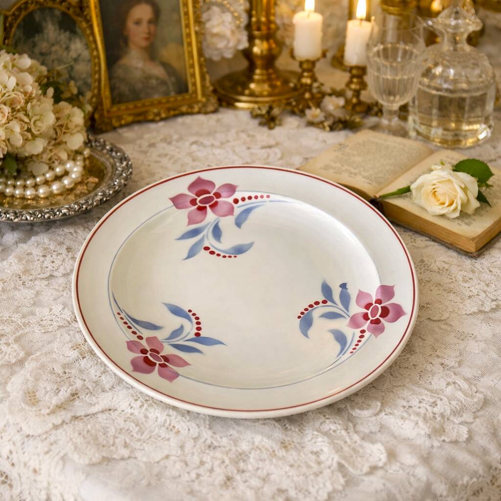Antique serving dish in Saint-Amand earthenware (Nord)