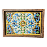 Polychrome earthenware pocket emptier with Bordeaux enamels, 19th century