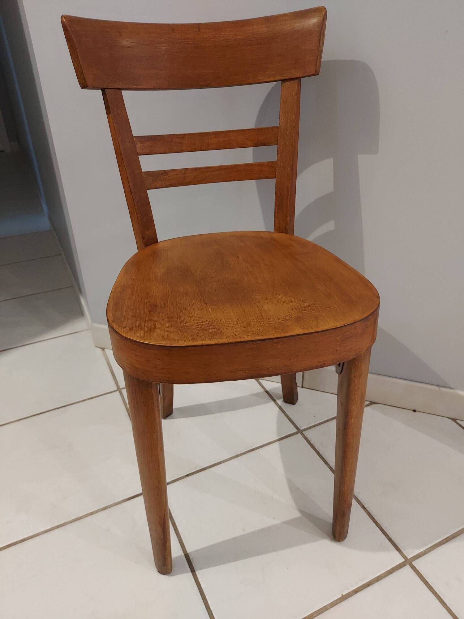 Suite of 8 chairs of Bistrot art deco Fischel 1950s