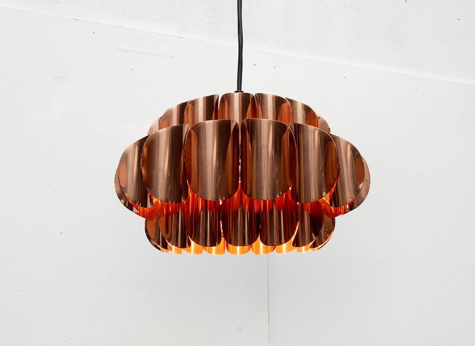 Copper pendant lamp Swiss type 810 modern mid-century by Hans Zender for Temde