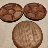 Set of 3 teak plates