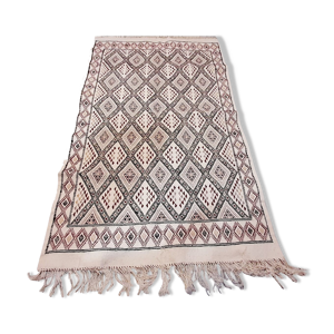 Tapis blanc kilim marocain berbère fait à la main et en pure laine
