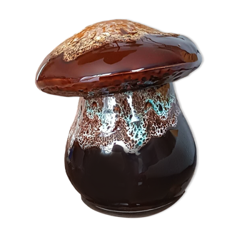 Vallauris style enameled ceramic mushroom pot