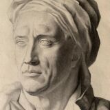 Pencil drawing, bust, signed, nineteenth