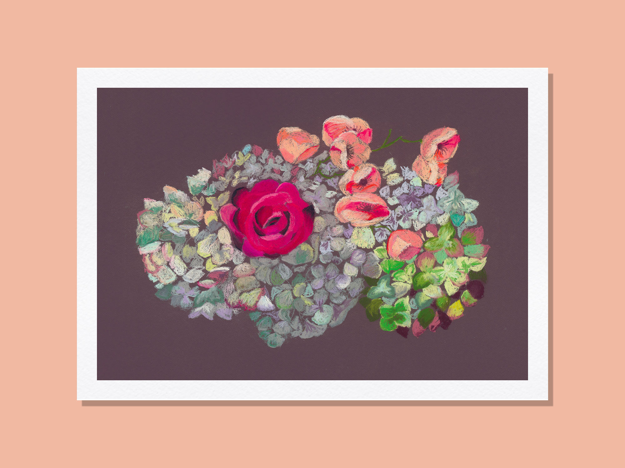 Pastel Hortensia and Rose - A4 - flower