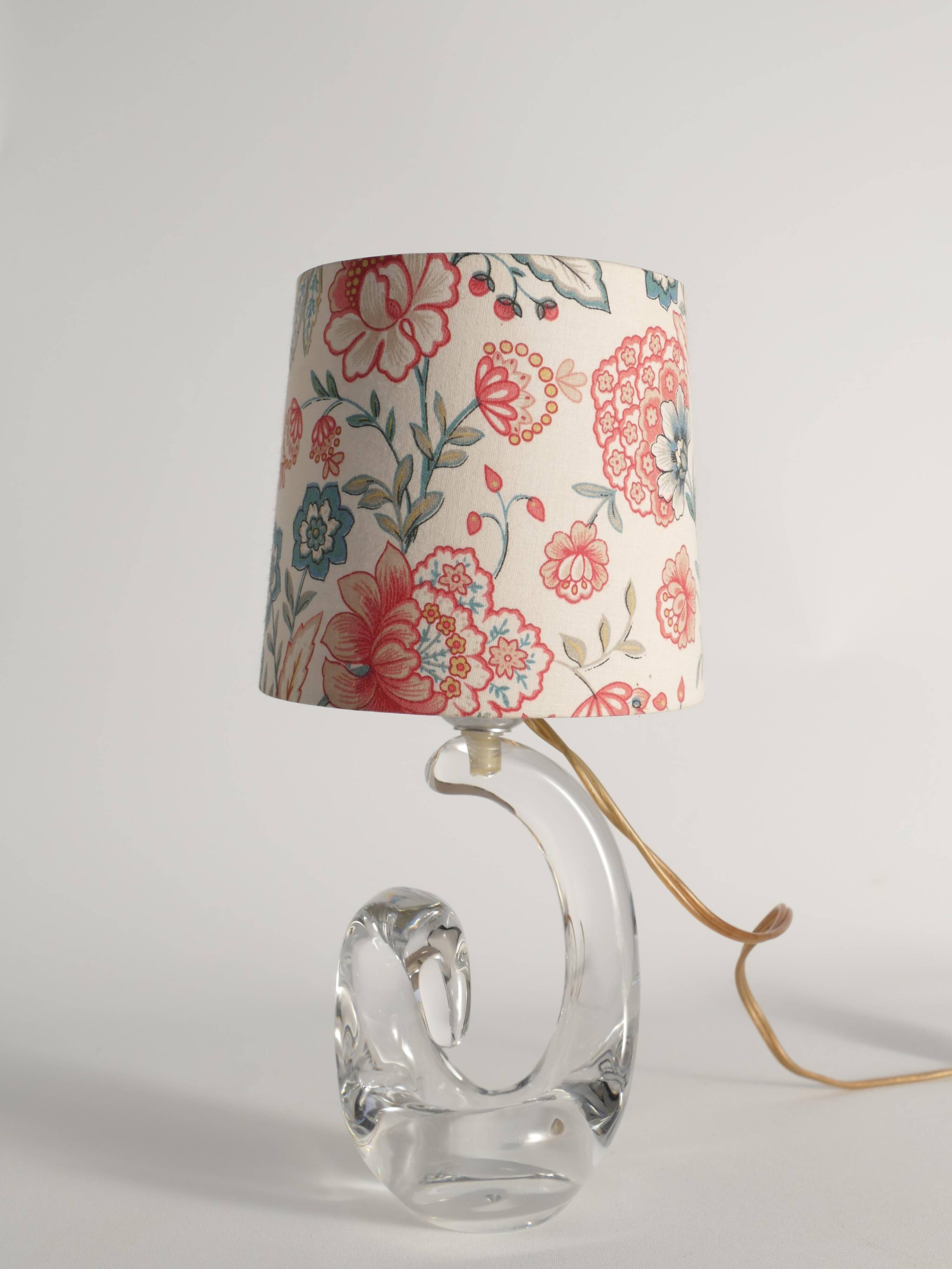 Sculptural Clear Crystal Glass Table Lamp by Schneider, France, 1950s