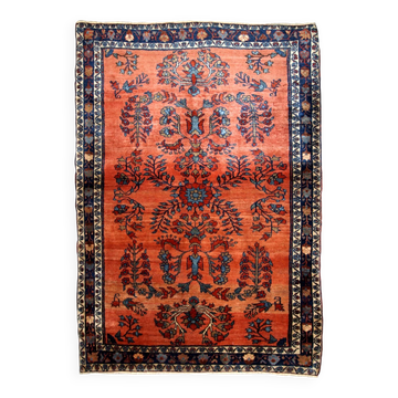 Handmade antique Persian Sarouk rug 106cm x 161cm 1900s -1B694