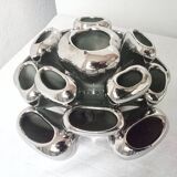 Vintage Vase • Alien • Chrome Ceramic • Post Space Age • 1980