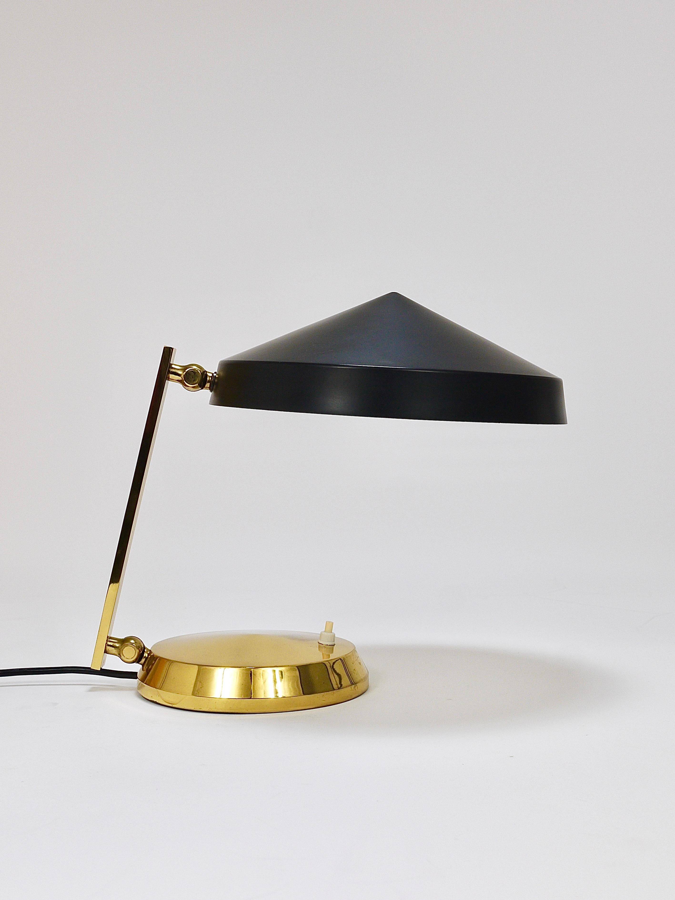 Mid-century table or desk lamp in black brass, Austria, 1960s.