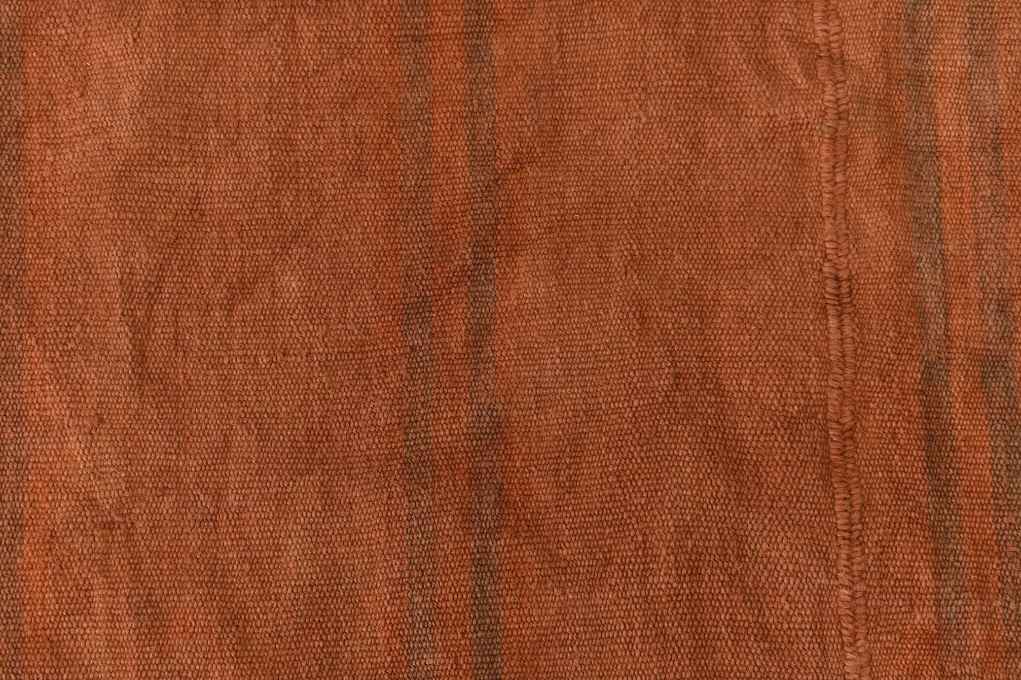Terracotta Striped Modern Kilim Rug, 154x190Cm