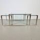 T53 Coffee and Side Tables in Brass and Glass by Peter Ghyczy, 1970s, Set of 3