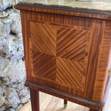 Louis XVI bedside in antique exotic wood marquetry / or harness