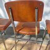 3 stainless steel tube chairs and faux leather, vintage