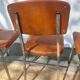 3 chaises vintage en inox et simili-cuir marron