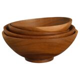 Handmade Akacia Wood Bowls, Set of 4