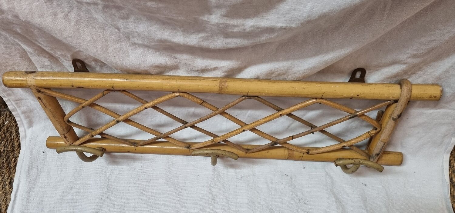 Wall rattan coat rack from 1960