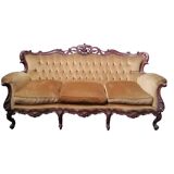 Divano barocco in velluto dorato, anni '50