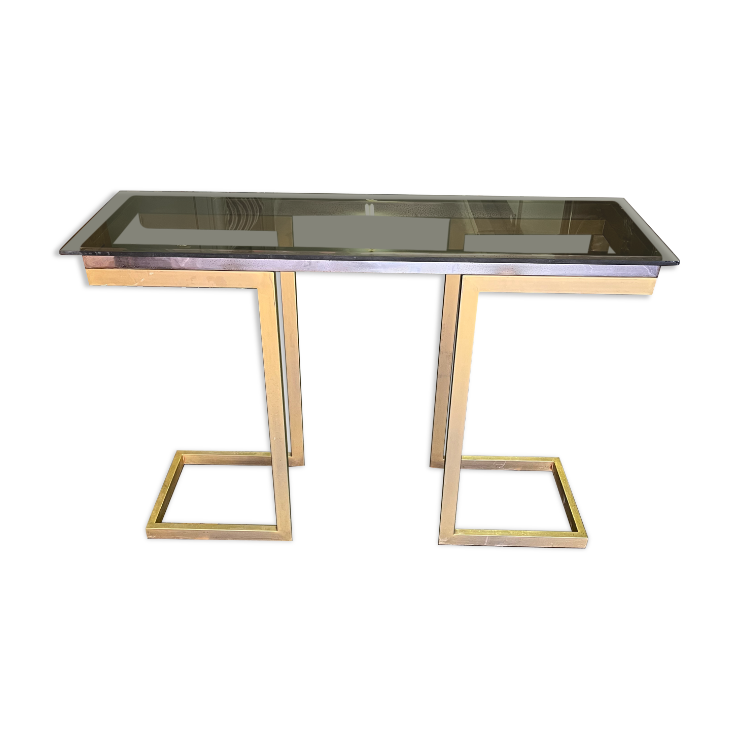 Console année 70 chrome et laiton