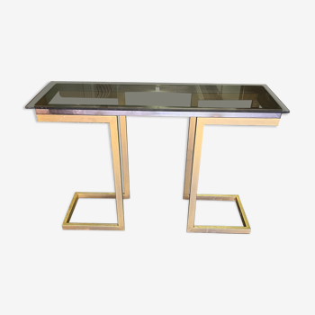 Console year 70 chrome and brass