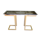 Console year 70 chrome and brass