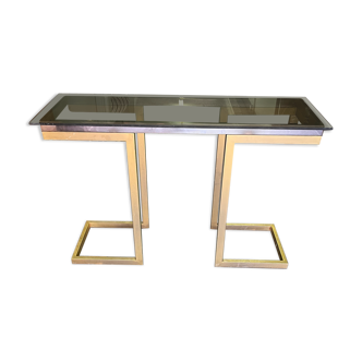 Console year 70 chrome and brass