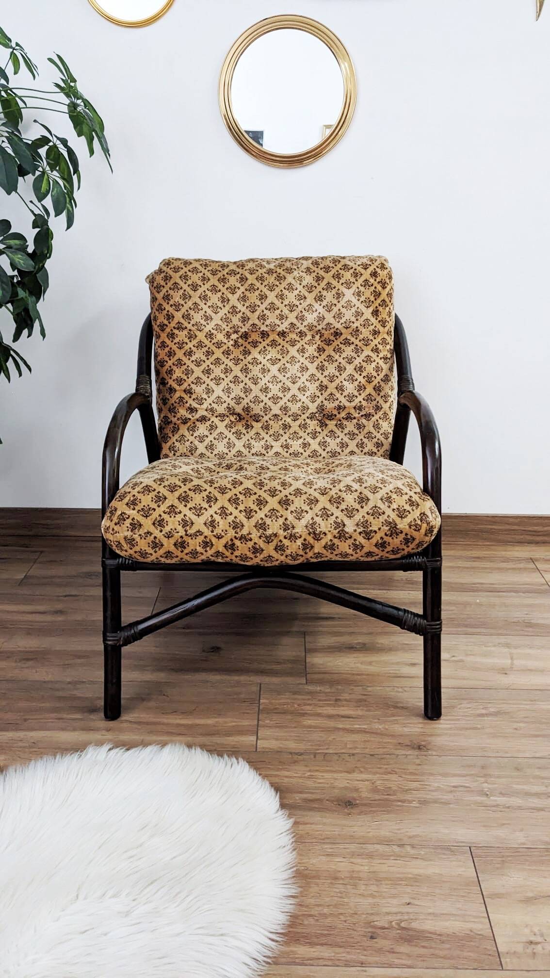 Vintage bamboo and rattan armchair