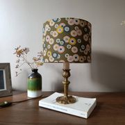 lampe à poser laiton | abat jour kaki pâquerettes multicolores