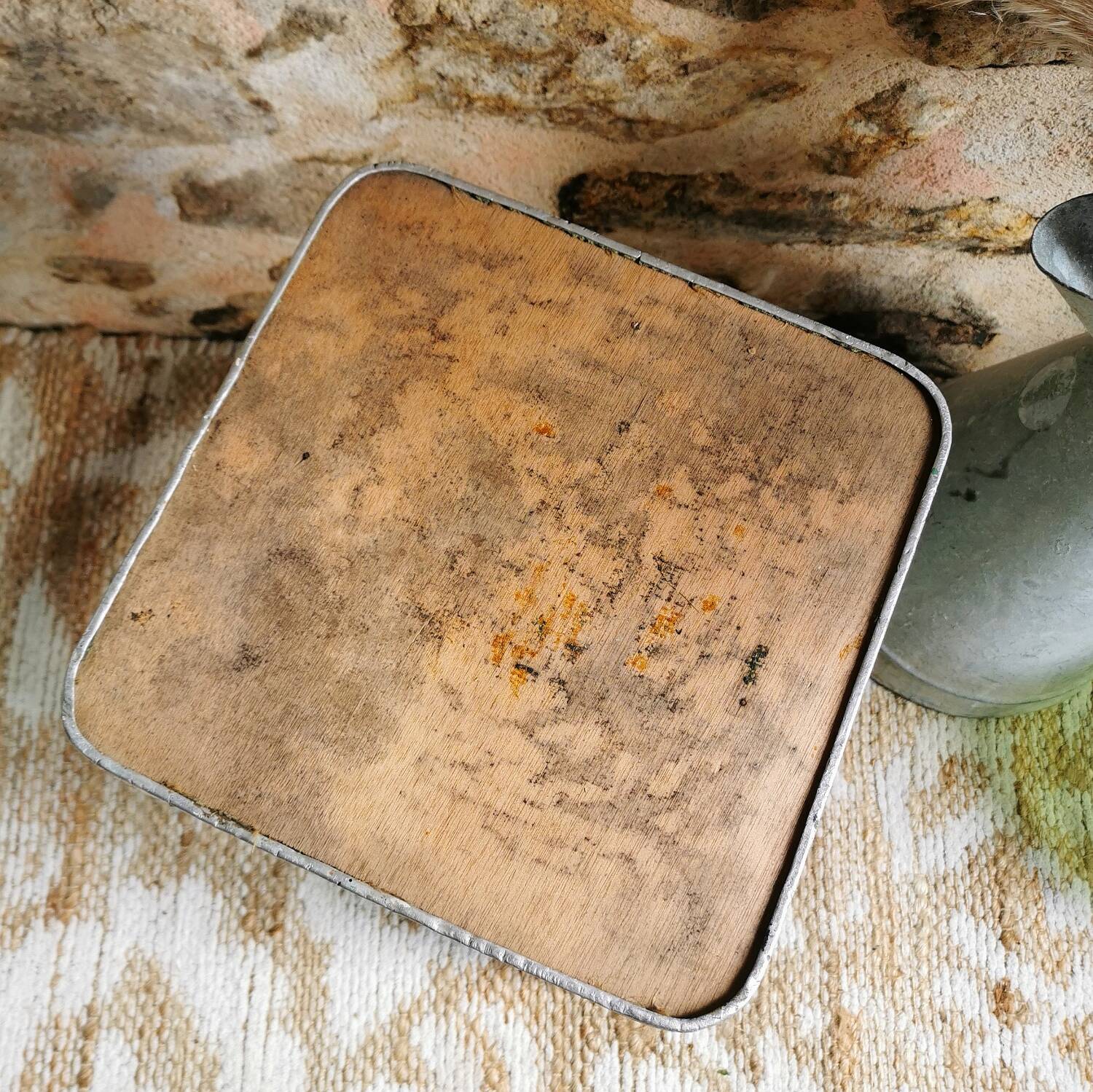 Vintage green stool, 1950s