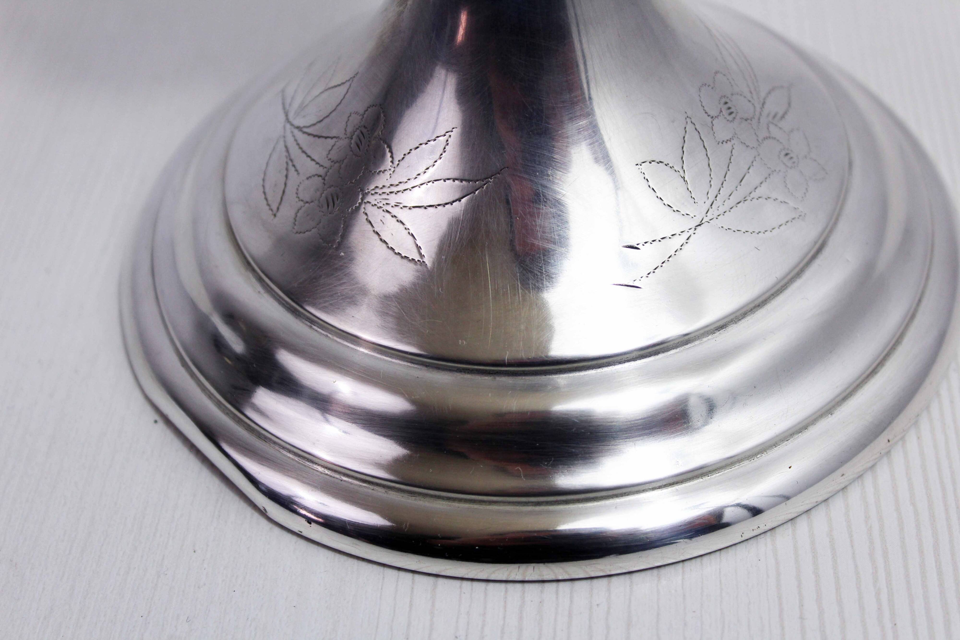 Silver metal candle holder