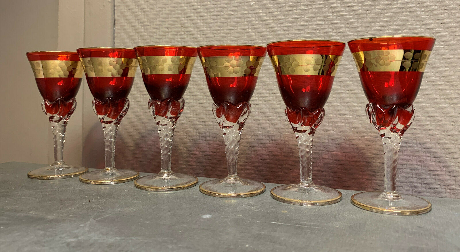 Série de 6 verres a porto en cristal de venise