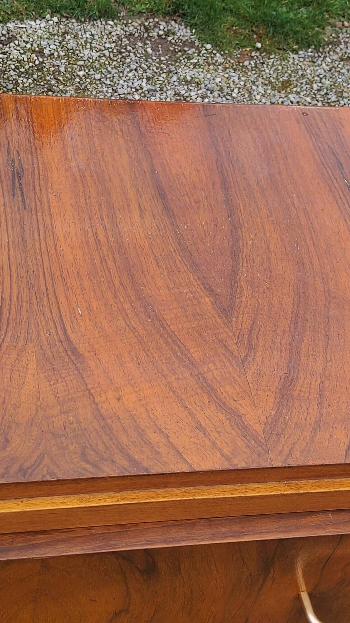 Vintage chest of drawers in walnut compass legs 4 drawers from the 1950s