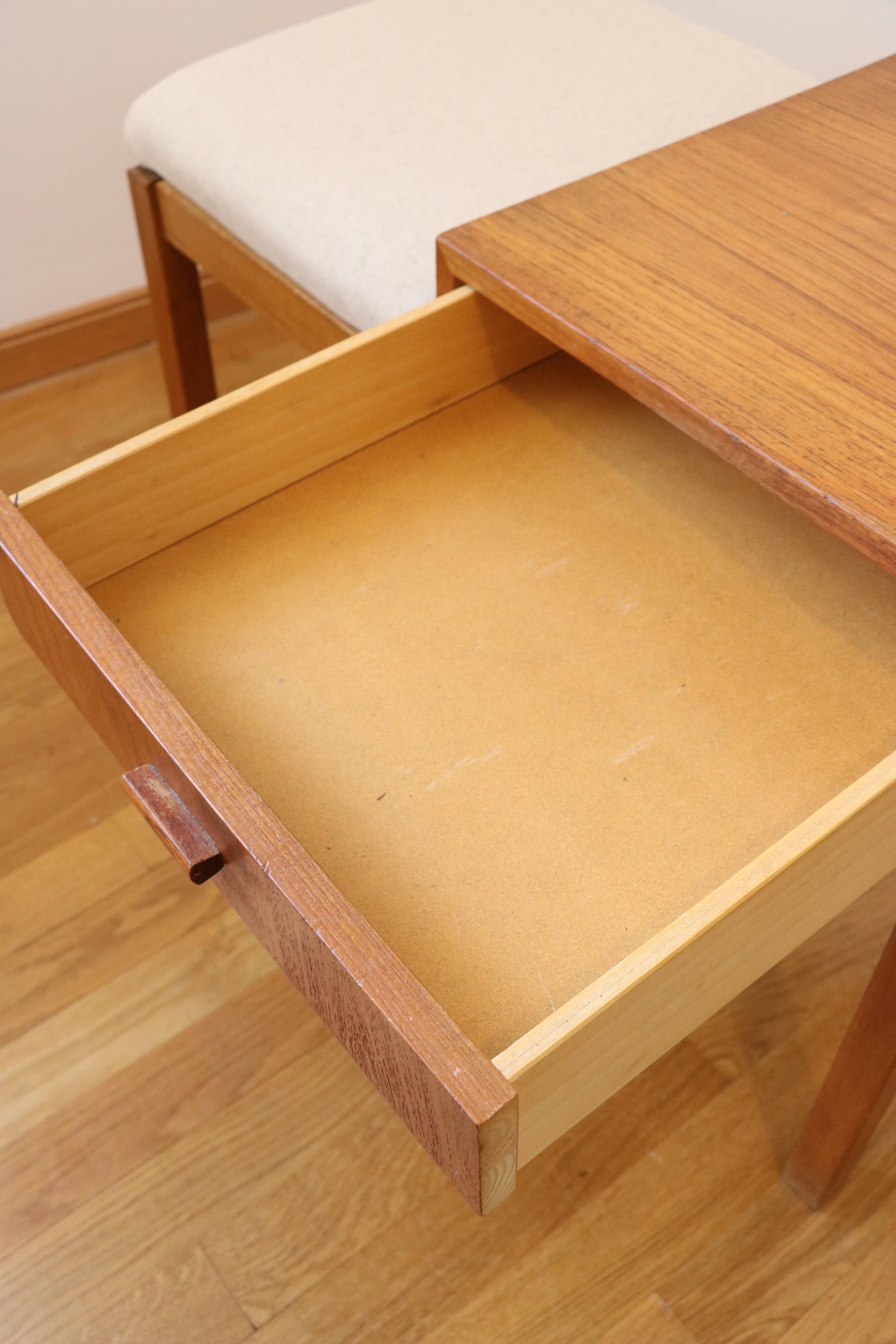 Entrance bench, Scandinavian modular telephone bench, teak, 1960