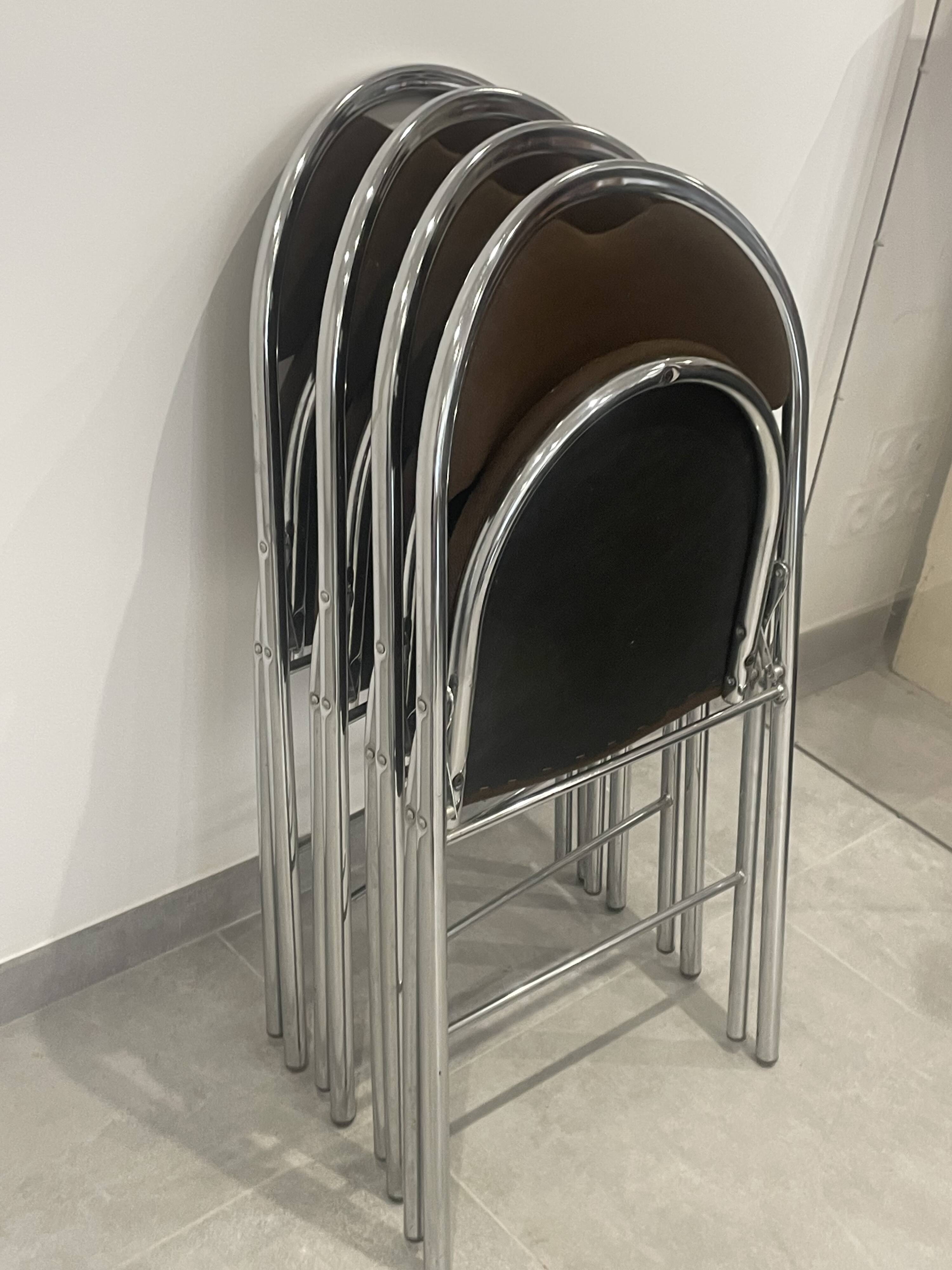 Set of 4 folding chairs in Trigano Hestia fabric